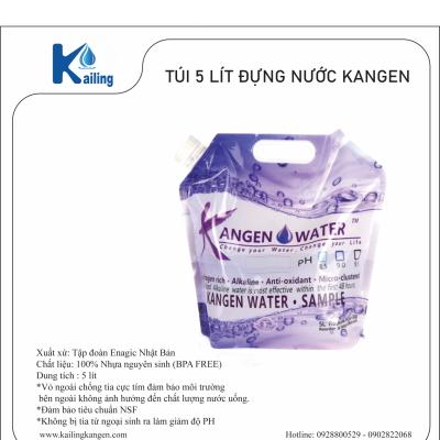 TÚI NƯỚC TÍM 5 LÍT CHỨA NƯỚC KANGEN